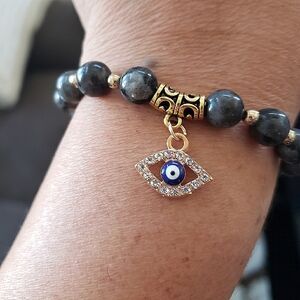 Evil Eye Gray Stone Bracelet Gold